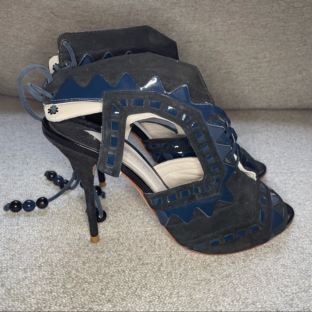 Sophia Webster x J. Crew Black and Navy Riko Sandals Size 40